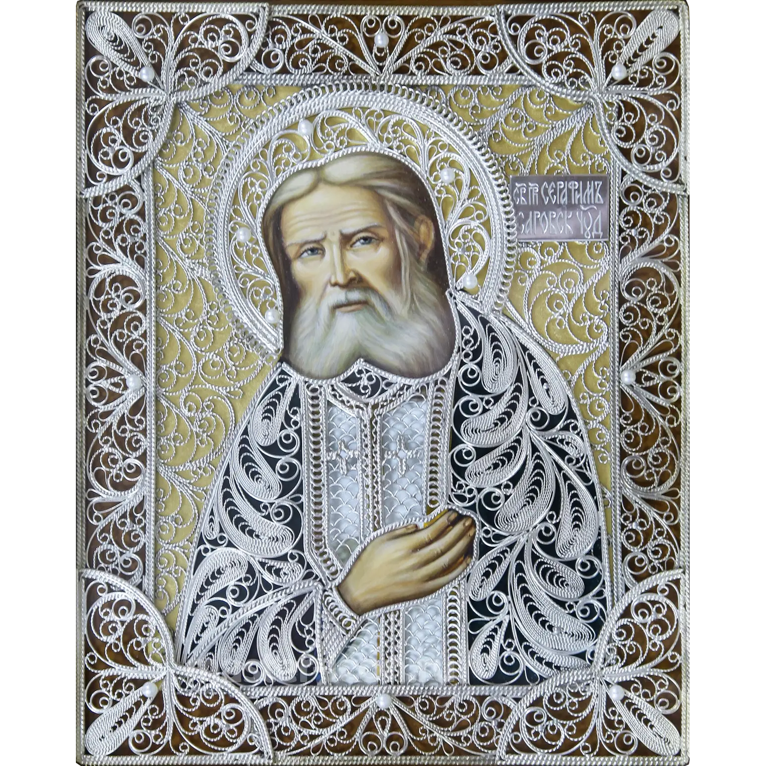 Икона из скани Серафима Саровского Икона из скани Серафима Саровского